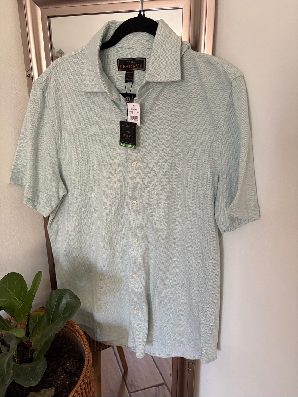 J.S. Bank Reserve Polo Men’s Medium 100% Cotton Traditional Fit NWT Mint Green